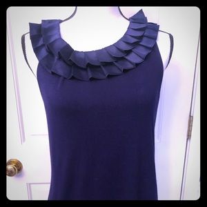 Ann Taylor Large Ruffle Indigo Blue Top